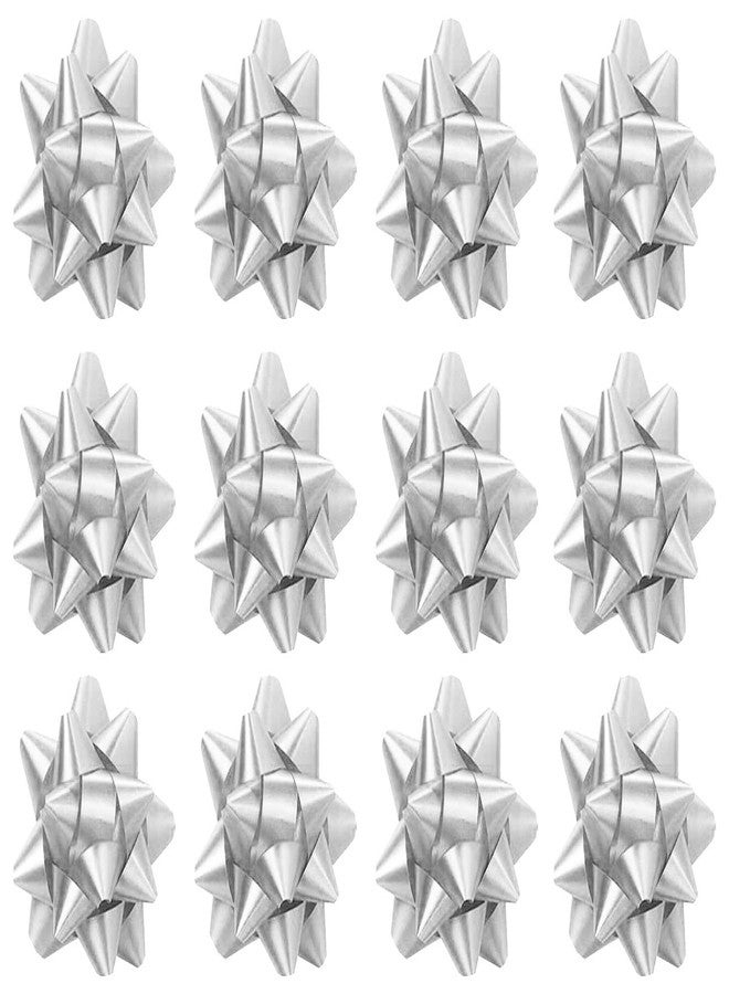 PMU Decorative Star Gift Bows 3-3/4 Inch Medium White (12/Pkg) Pkg/1 - Image 1
